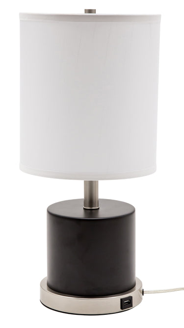 House of Troy Rupert table lamp Black with satin nickel accents and USB port