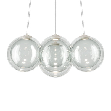 Modern Italian designer LED chandelier with blown glass spheres for dining room