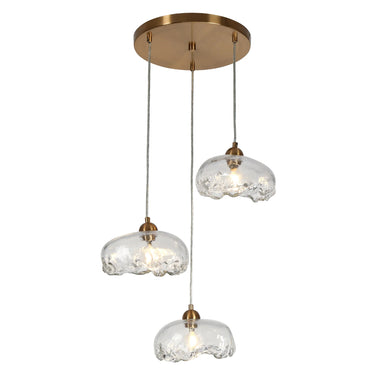 Modern Cluster Globe Chandelier, 18" Textured Glass, 3-Light