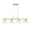 Ranunculus Modern Linear Brass Chandelier with Crystal Accents - 4 Lights