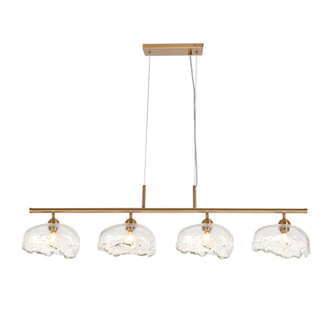 Ranunculus Modern Linear Brass Chandelier with Crystal Accents - 4 Lights