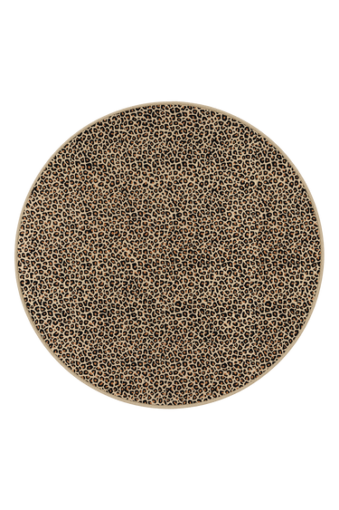 Leopard Round wool rug in Natural, full view