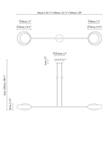 Measurements for the Ring S2 130 (line drawing)