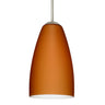 Besa Riva 9 pendant light with handcrafted Amber Matte glass shade and satin nickel finish
