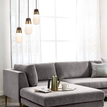 Nova of California Sunset 3 Light Pendant Lamp 27 Weathered Brass Walnut