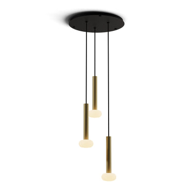 Koncept Combi Pendant 12" Circular 3 Combo Brass Matte Black Canopy Glass Ball Attachment Suspension Flush Mount 2-in-1