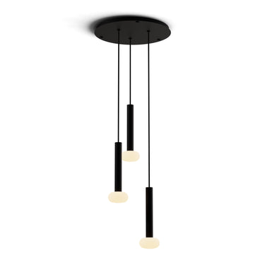 Koncept Combi Pendant 12" Circular 3 Combo Matte Black Matte Black Canopy Glass Ball Attachment Suspension Flush Mount 2-in-1