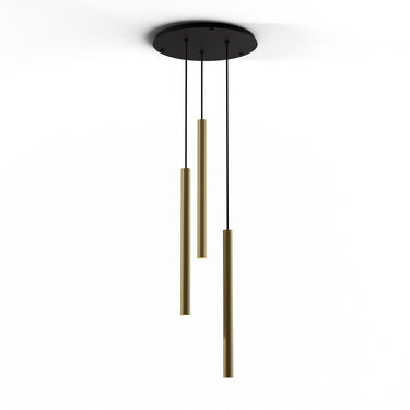 Koncept Combi Pendant 24" Circular 3 Combo Brass Matte Black Canopy Suspension Flush Mount 2-in-1