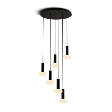 Koncept Combi Pendant 6" Circular 6 Combo Matte Black Matte Black Canopy Glass Ball Attachment Suspension Flush Mount 2-in-1