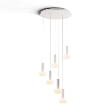 Koncept Combi Pendant 6" Circular 6 Combo Matte White Matte White Canopy Glass Ball Attachment Suspension Flush Mount 2-in-1