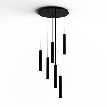 Koncept Combi Pendant 12" Circular 6 Combo Matte Black Matte Black Canopy Suspension Flush Mount 2-in-1