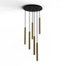 Koncept Combi Pendant 16" Circular 6 Combo Brass Matte Black Canopy Suspension Flush Mount 2-in-1
