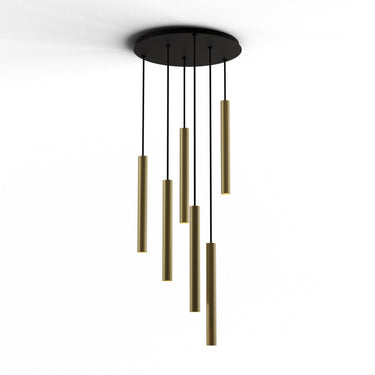 Koncept Combi Pendant 16" Circular 6 Combo Brass Matte Black Canopy Suspension Flush Mount 2-in-1