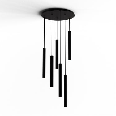 Koncept Combi Pendant 16" Circular 6 Combo Matte Black Matte Black Canopy Suspension Flush Mount 2-in-1
