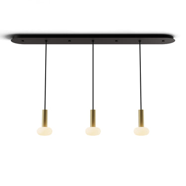 Koncept Combi Pendant 6" Linear 3 Combo Brass Matte Black Canopy Glass Ball Attachment Suspension Flush Mount 2-in-1