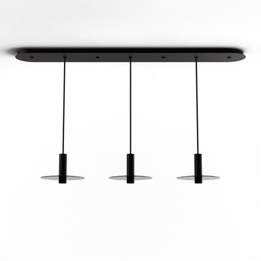 Koncept Combi Pendant 6" Linear 3 Combo Matte Black Matte Black Canopy 9" Glass Plate Dark Grey Attachment Suspension Flush Mount 2-in-1