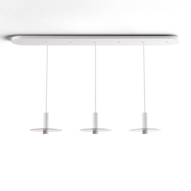 Koncept Combi Pendant 6" Linear 3 Combo Matte White Matte White Canopy 9" Glass Plate Clear Attachment Suspension Flush Mount 2-in-1