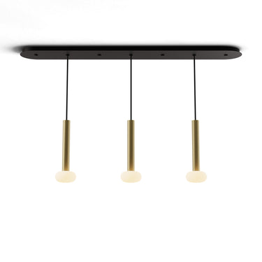 Koncept Combi Pendant 12" Linear 3 Combo Brass Matte Black Canopy Glass Ball Attachment Suspension Flush Mount 2-in-1