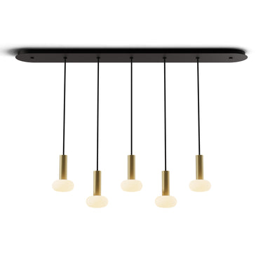 Koncept Combi Pendant 6" Linear 5 Combo Brass Matte Black Canopy Glass Ball Attachment Suspension Flush Mount 2-in-1