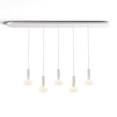 Koncept Combi Pendant 6" Linear 5 Combo Matte White Matte White Canopy Glass Ball Attachment Suspension Flush Mount 2-in-1