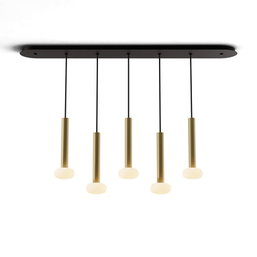 Koncept Combi Pendant 12" Linear 5 Combo Brass Matte Black Canopy Glass Ball Attachment Suspension Flush Mount 2-in-1