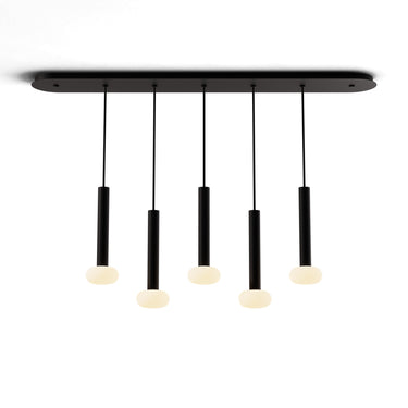 Koncept Combi Pendant 12" Linear 5 Combo Matte Black Matte Black Canopy Glass Ball Attachment Suspension Flush Mount 2-in-1