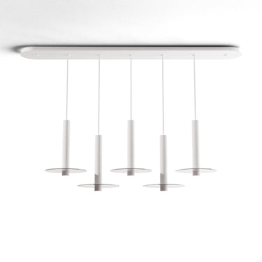 Koncept Combi Pendant 12" Linear 5 Combo Matte White Matte White Canopy 9" Glass Plate Clear Attachment Suspension Flush Mount 2-in-1
