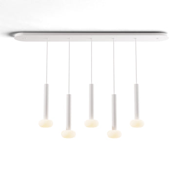 Koncept Combi Pendant 12" Linear 5 Combo Matte White Matte White Canopy Glass Ball Attachment Suspension Flush Mount 2-in-1