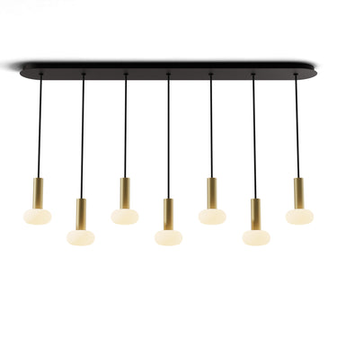 Koncept Combi Pendant 6" Linear 7 Combo Brass Matte Black Canopy Glass Ball Attachment Suspension Flush Mount 2-in-1