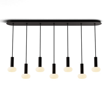 Koncept Combi Pendant 6" Linear 7 Combo Matte Black Matte Black Canopy Glass Ball Attachment Suspension Flush Mount 2-in-1