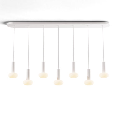 Koncept Combi Pendant 6" Linear 7 Combo Matte White Matte White Canopy Glass Ball Attachment Suspension Flush Mount 2-in-1