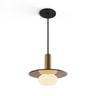 Koncept Combi Pendant 6" Brass Matte Black Canopy 9" Glass Plate Tea Brown Attachment Glass Ball Attachment Suspension Flush Mount 2-in-1