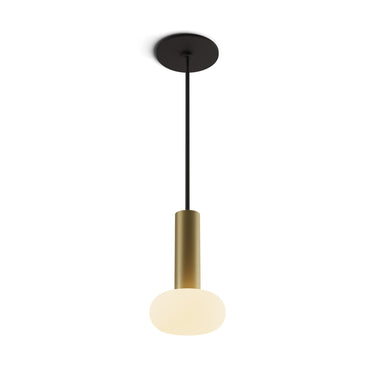 Koncept Combi Pendant 6" Brass Matte Black Canopy Glass Ball Attachment Suspension Flush Mount 2-in-1