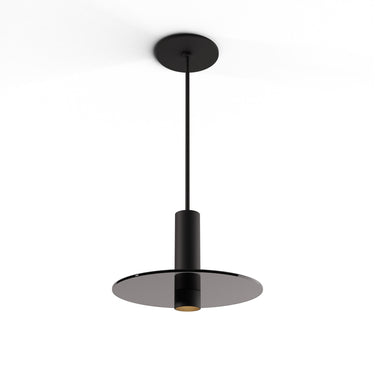 Koncept Combi Pendant 6" Matte Black Matte Black Canopy 9" Glass Plate Dark Grey Attachment Suspension Flush Mount 2-in-1