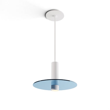 Koncept Combi Pendant 6" Matte White Matte White Canopy 9" Glass Plate Blue Attachment Suspension Flush Mount 2-in-1