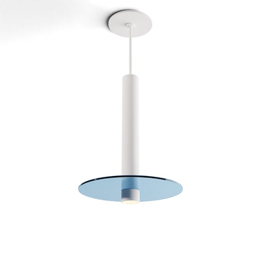 Koncept Combi Pendant 12" Matte White Matte White Canopy 9" Glass Plate Blue Attachment Suspension Flush Mount 2-in-1
