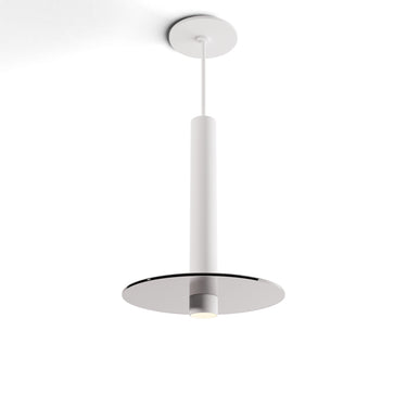 Koncept Combi Pendant 12" Matte White Matte White Canopy 9" Glass Plate Dark Grey Attachment Suspension Flush Mount 2-in-1