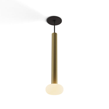 Koncept Combi Pendant 16" Brass Matte Black Canopy Glass Ball Attachment Suspension Flush Mount 2-in-1