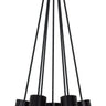 Mina Alabaster 7-Light Small Chandelier by Sean Lavin in Black, seven alabaster globes hanging on cords from a round canopy