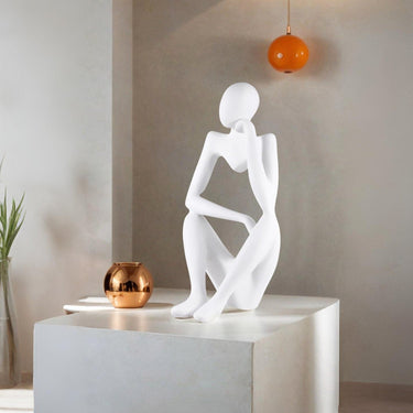 Finesse Decor Thinking Figure Sculpture White