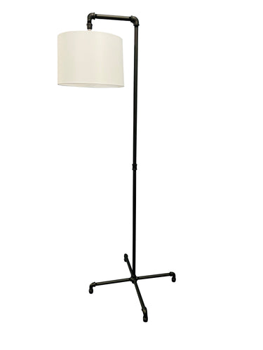 House of Troy Studio industrial black downbridge floor lamp with fabric shade