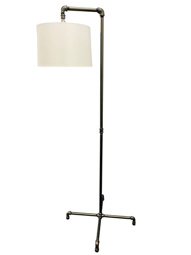 House of Troy Studio industrial granite downbridge floor lamp with fabric shade