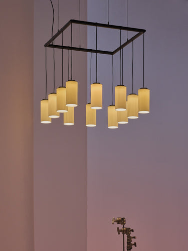 Cirio Cuadrada architectural pendant light with rectangular frame and LED lighting