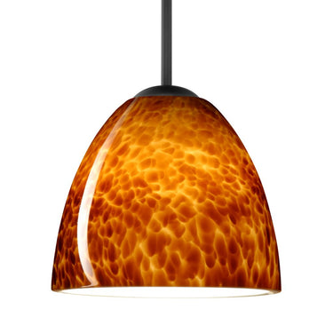 Besa Sasha pendant light with Amber Cloud handcrafted glass shade and satin nickel finish