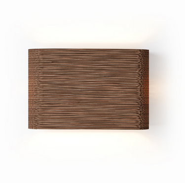 Graypants Scraplights Skew wall sconce in natural recycled cardboard finish, front view.