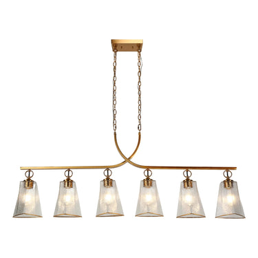 Sduiaor Linear 6 Modern Brass Pendant Light in Dining Room