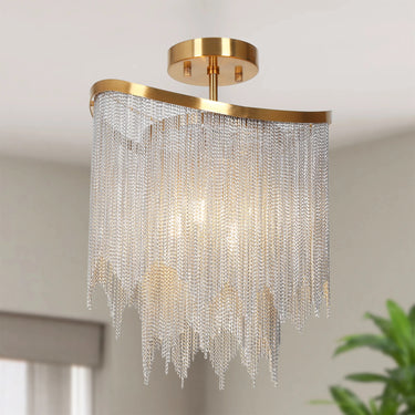 Shoebill Glam Brass Ceiling Light - 4-Light Semi-Flush Mount