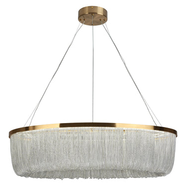 Shoebill Rainfall LED Chandelier - Modern Brass Drum Design