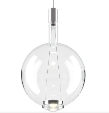 Sky-Fall Round Cleat Glass Pendant Light by Lodes in Chrome finish with LED warm white glow