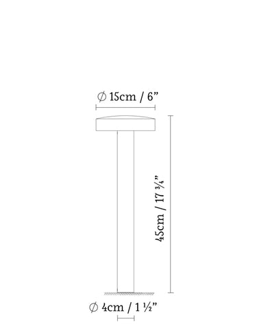 Measurements for the Soft Bollard 45 (line drawing)